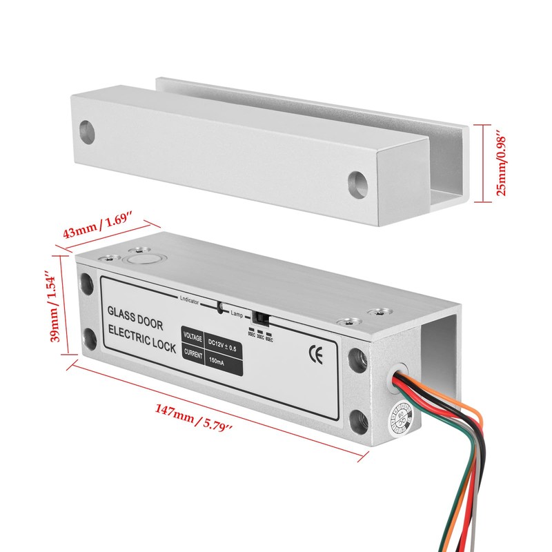 Electric Drop Bolt Lock Left Open for Frameless Glass Doors