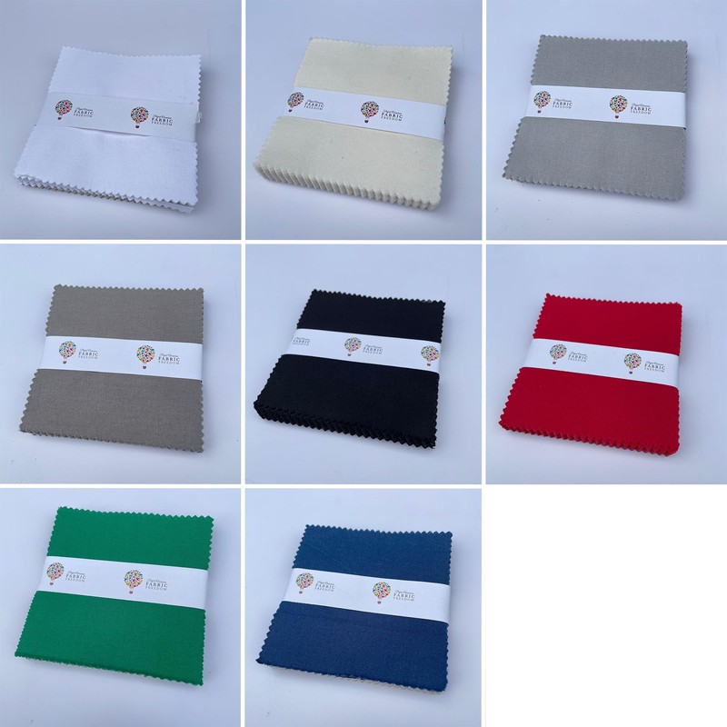 100% Cotton Plain Solid Coloured 42 Piece 5" Charm Pack