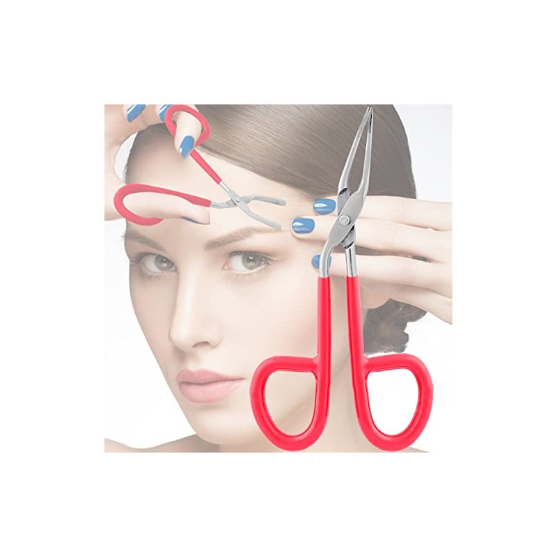 2 Pieces Tweezers Scissor Handle Straight Tip Scissor Shaped Eyebrows