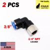 PAKA TOOLS 2pcs Pneumatic Female Elbow Connector Tube OD 3/8"