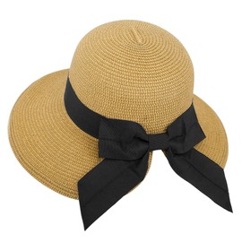Beach Straw Hats for Women Packable Sun Hat Women Floppy Beach Hats for Women Foldable Sun Hat with Ponytail Hole Sun Hats for Women Floppy,Cream Brown Mix