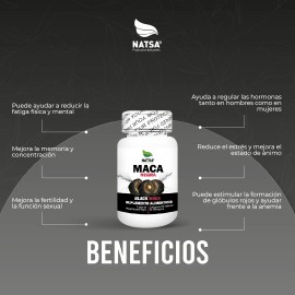 Maca Negra, Black Maca 100 Cápsulas, Calidad Premium Sabor Natural