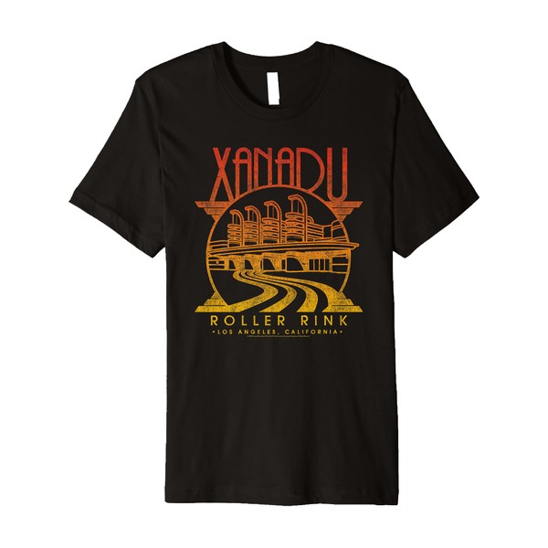 Olivia Newton-John Xanadu Roller Rink Distressed Fade Logo Premium T-Shirt