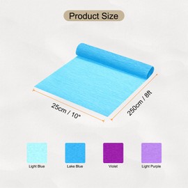 Rebower 8 Rolls Crepe Paper Sheets, 2000cm Crepe Paper Roll, [for Paper Flowers Making Party Streamer]-(25 x 250cm/Roll) Light Purple, Violet, Light Blue, Lake Blue