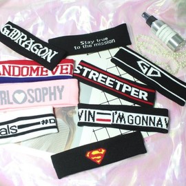 Men's Wide Badminton Headband - Korean Style Letter Headscarf One Size/Black with 3 White Bars 15ea