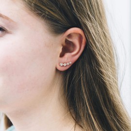 Philip Jones Rose Gold Plated Four Stone Climber Earrings Created With Zircondia® Crystals