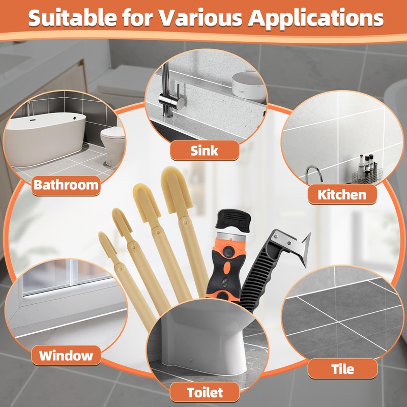 6 Pcs Caulk Tool Set-Multi-Purpose Silicone Caulking Tool Kit with