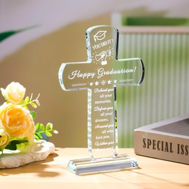 Movdyka Graduation Gifts, Graduation Gifts for Him Her Laser Engraved Crystal Keepsakes Class of 2024 Cool High School College Graduation Gift for Women Men Female Masters Degree Happy Graduation