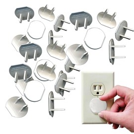 Electrical Outlet Safety Caps For Childproofing/Baby Cover Plugs and Draft Insulation Pack (White, 24 pc)