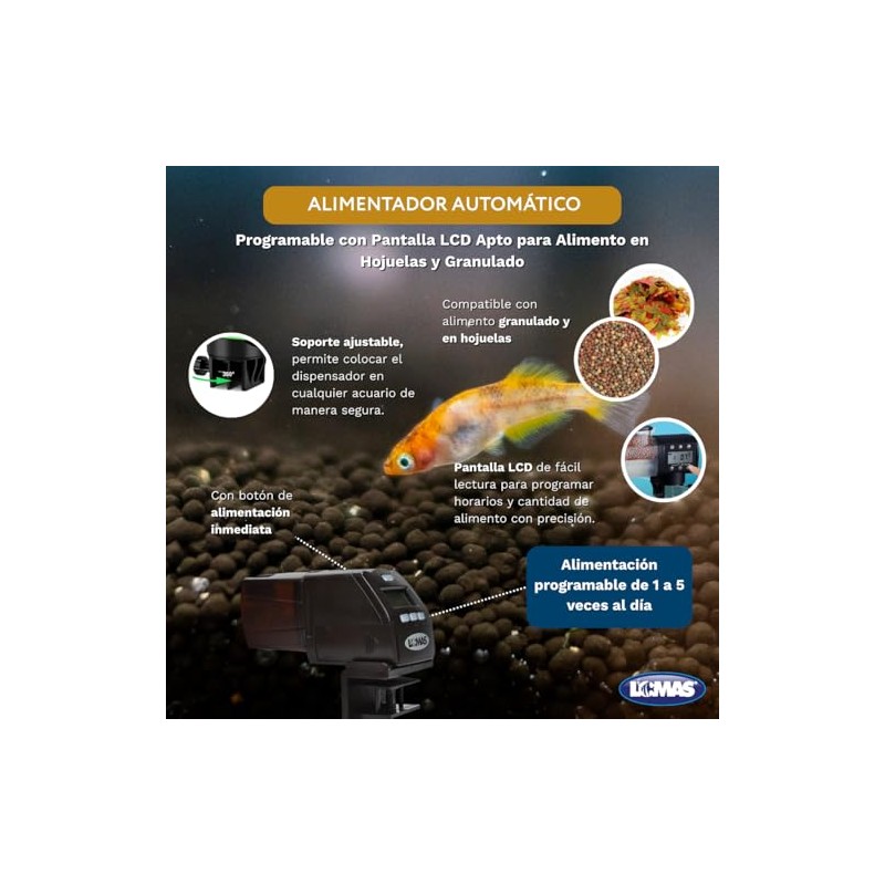 Fancy Pets Lomas Alimentador Automático para Peces Programable con Pantalla