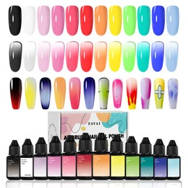 FAVAI 12 Popular Colors Airbrush Airbrush Gel Nail Airbrush Vivid Color No Dilution Acetone Free For French Nails Beginner DIY Nail Salon Nail Art