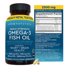 Viva Naturals Omega 3 Fish Oil, 1 Count, 180 Tablets / 비바 내추럴스 오메가 3 피쉬 오일, 1개, 180정