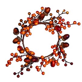 Worth Imports Berry and Acorn Candle Ring, Beige