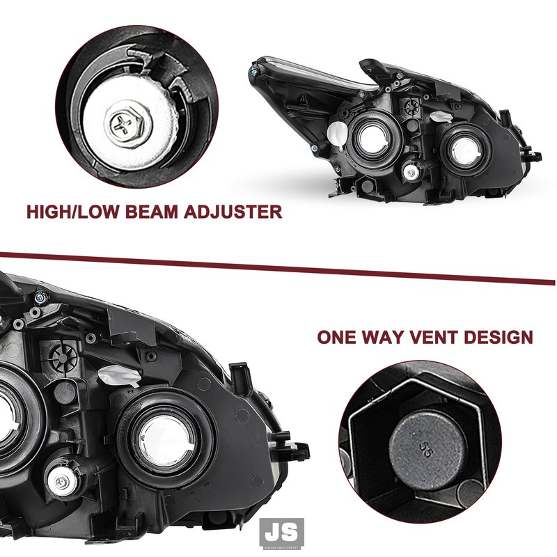 JSBOYAT Halogen Headlight Replacement for 2012-2015 Toyota Prius, OE Style