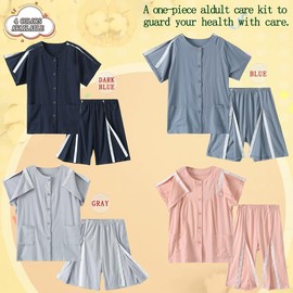 Siomlana Men Tear Away Surgery Recovery Suit,Fully Open Post Clothes,Bedridden Patient Clothing,Suitable for Paralyzed Elderly,Post-op Care,Fracture Patients