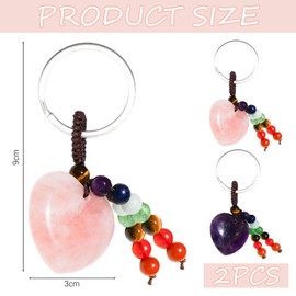 NIDHFG 2 Heart-Shaped Keychain, Therapeutic Crystal Gemstone, Fashionable Crystal Stone Pendant Keychain, Beautiful Bag Ornament, Novel Gift Ornament.