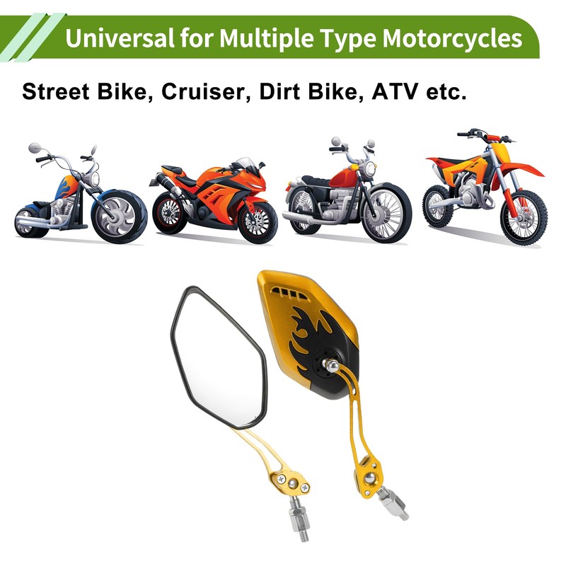 HOPESPANNER Universal Motorcycle Rear View Mirrors Adjustable Side Rearview Mirror