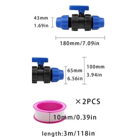 LNGJIN PP Connector, Diameter 32 Fitting, PP Fitting 32 mm, Diameter 32 Fitting Compression Fitting PVC Ball Valve, Water Pipe Direct Connection Switch, Ball Valve for Agricultural Irrigation Valve (1