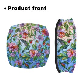 Vanideaoty Hummingbird Floral Rollator Seat Cushion Back Bar Cover Set Rollator Walker Seat Back Covers Stretchable Material Walker Protection Decor Covers Suitable for Parks