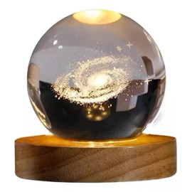 Abigale Lampara De Noche Led 3d Galaxia Bola Cristal Luz Nocturna Estructura Luna
