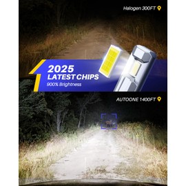 AUTOONE H11 9005 Bulbs 1:1 Mini Size, 900% Brightness H8/H9/H16 HB3 Combo Fog Lights with Cooling Fan, IP68, Pack of 4