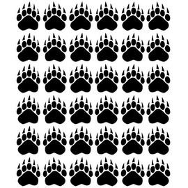 VWAQ Bear Paw Print Floor Decals - Peel and Stick Footprint Wall Decals - 36 PCS (Black)