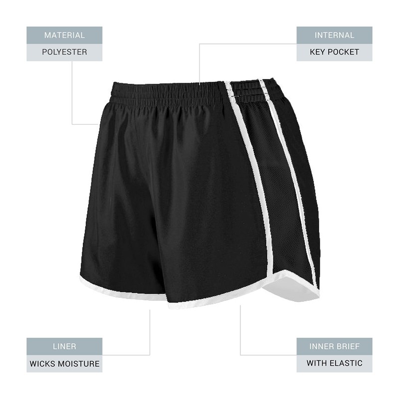 Augusta Sportswear - Pantalón Corto para Mujer, Talla Junior, Negro/Negro/Blanco,