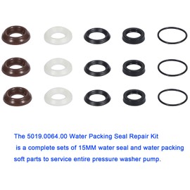 CASTNOO Packing Water Seal Kit 5019006400 Fits Suitable for ZWD & ZWDK Series 15mm Pumps Piston Pressure Washer Seal Kit