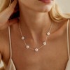 Daisy Pearl Necklace, Dainty Pearl Choker Necklaces for Women Silver