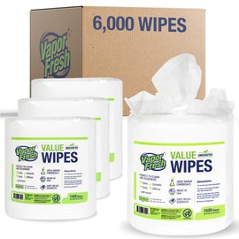 Vapor Fresh Value Wipes - 1,500 Count x 4 Rolls (6,000 Total Wipes) Plant Powered Commercial Grade Cleaner For Gym Equipment, Fitness Studios, Spas, Schools - Bulk Refill Rolls - Unscented