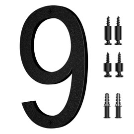 8 Inch Large Floating House Numbers, IVERRA Black Modern House Number, Big Plastic Outside Address Numbers for Door Mailbox Street (9)