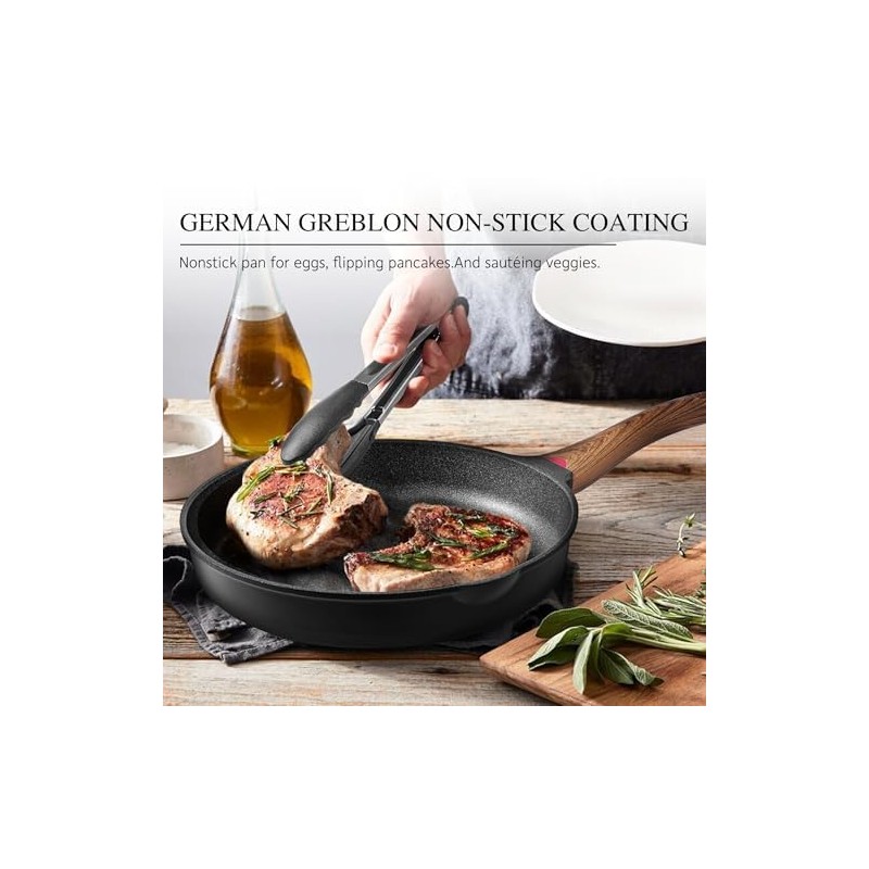Vinchef Non Stick Frying Pan with Lid,9.5 Inch Anti Scratch