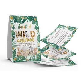 1 Adopt a Wild Animal Sign & 10 Wild Animal Adoption Certificate Set, Adopt An Party, Children Birthday Party, Classroom Parties/048B