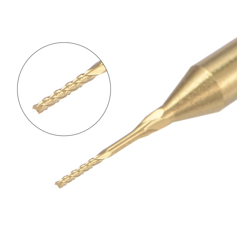 sourcing map 10Pcs 0.5mm Titanium Coat Carbide End Mill Engraving