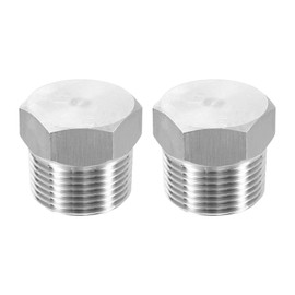 sourcing map 2pcs 304 Stainless Steel Pipe Plug Fitting 3/4" NPT Male Thread Outer Hex Head Cap Hexagonal Head Bung Plugs Fittings for Air Water Oil Gas Tube