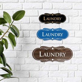 Designer Laundry Sign (Black Gold) - Large 3.5 x 9"