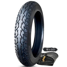 16x3.0 Ebike Tire and Tube Set for Electric Bike, 8-Level Design, 16 X 3.0 Antipuncture Snow Tyre for E-bike with Bent Valve Inner Tube, Neumático Camara 16x3 Off-road All-Terrain Tread