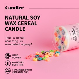 Can’t Adult Cereal Scented Candle, Natural Soy Candle w/Fruit Loops & Cereal Milk Notes, Aromatherapy Candle for Relaxation, Unique Candles Gifts for Women, 60-Hour Burn Time - Candier by Ryan Porter