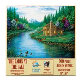 SUNSOUT INC - The Cabin on The Lake - 500 pc Jigsaw Puzzle by Artist: Robert Wavra - Finished Size 18" x 24" - MPN# 51334