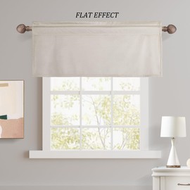 JIUZHEN Cream Valances for Windows, Kitchen Short Valance Curtains - Velvet Valance Curtains for Living Room,Rod Pocket Room Darkening Small Window Curtains for Bedroom/Bathroom, 52" x 18", 1 Panel