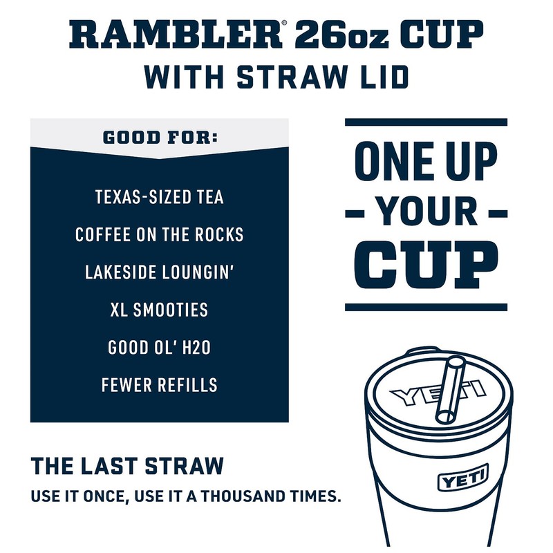 YETI Rambler 26 oz Straw Cup, Vacuum Insulated, Stainless Steel
