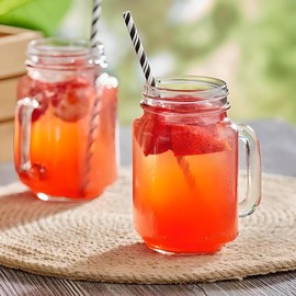 OCS Parts 12-Pack Glass Mason Jar Cups with Handles | 5.5-Inch 16 Ounce Mason Jar Mugs for Beverages, Arts and Crafts, Decorations, Overnight Oats and Candles