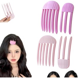 Volumizing Hair Root Lifting Combs 2 Set, Wind Shaping Styling Comb for Fluffy Bangs, High Skull Artifact No Trace Hair Clip, No-Trace Hair Root Lifting Clips, Roller Clips for Hair Root Lift