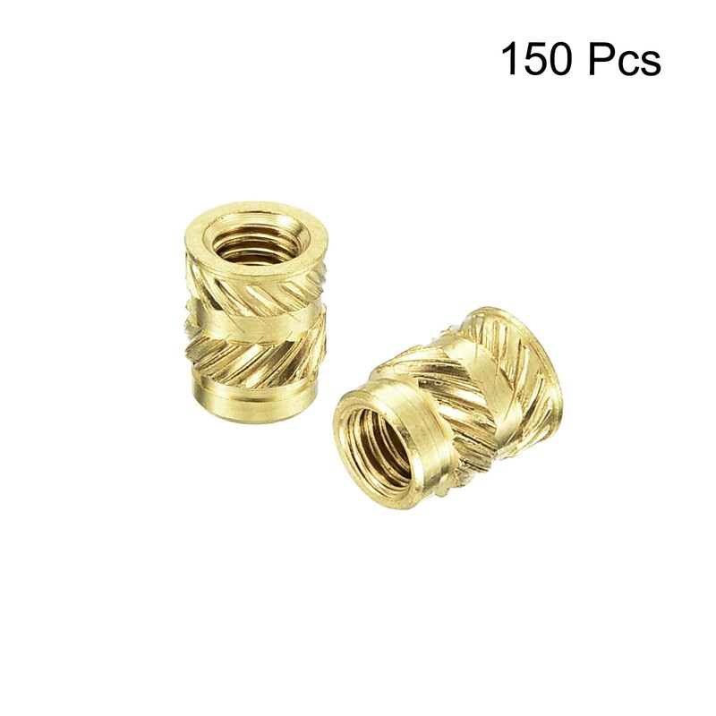 sourcing map Knurled Insert Nuts, 150Pcs M3 x 5.7mm L