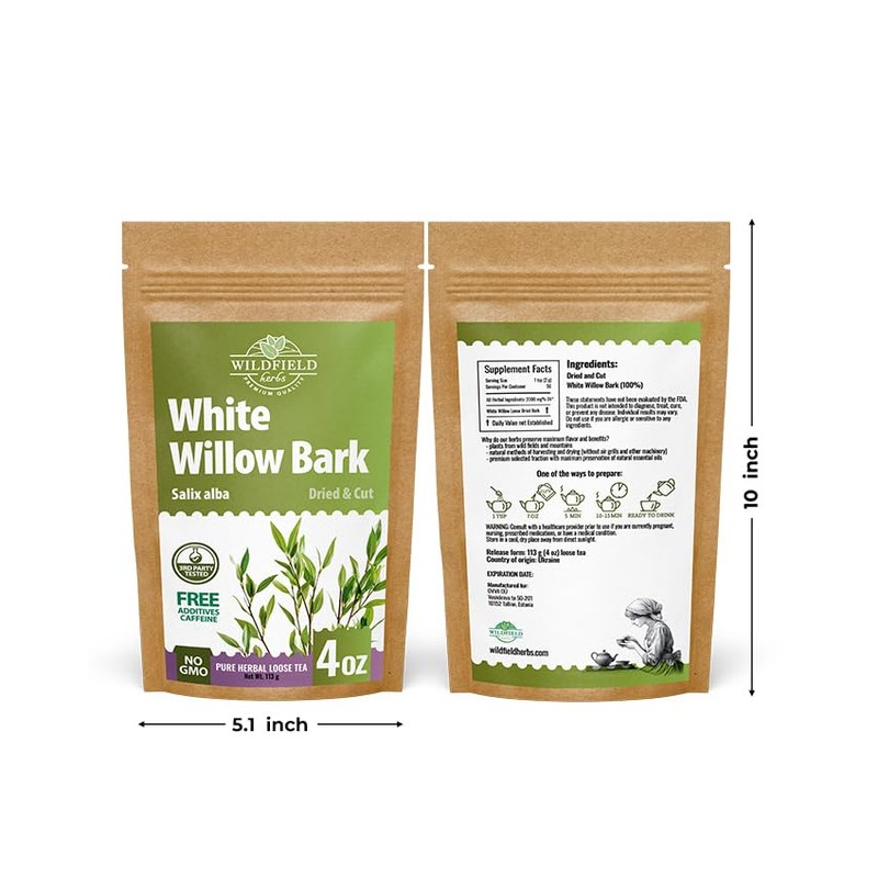 4 oz. White Willow Bark Tea Herbal (Salix Alba) -