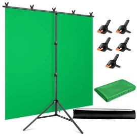 Green Screen Backdrop Kit, 5 x 6.5 ft Portable Chromakey Green Screen with T-Shaped Stand & Carrying Bag & 5 Clamps, Greenscreen Background for Streaming, Gaming, Zoom