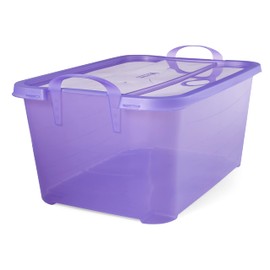 Life Story 6-Pack Stackable Plastic Storage Bins w/Handles & Snapping Lids, 55 Qt., Purple