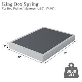 Seiugaga King Box Spring 8 Inch - Heavy Duty Box Spring Mattress Foundation Metal Bed Base with Fabric Cover, Noise Free Easy Assembly Non Slip 3000lbs Max