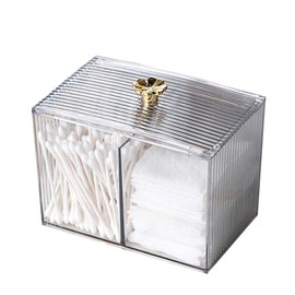 SVOCK Cotton Pads Storage, Cotton Pads Container for Bathroom, Storage Cotton Pads, Container for Cotton Buds, Transparent Acrylic Cotton Pad Dispenser for Toilet, Bathroom, Bedroom