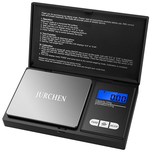 JURCHEN Digital Jewellery Scales, Digital Mini Scale,0.01-500g LCD Display, 4